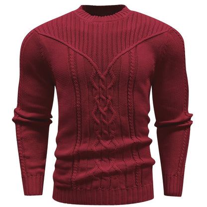 Men's Mature Casual Crew Neck Vintage Floral Knit Pullover