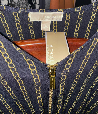 Michael Kors Black & Gold Long Sleeve Chain Design Shirt