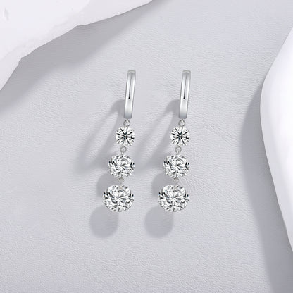 Top-quality Moissanite Luxury And Fashionable Light Luxury Jewelry Silver Stud Earrings S925 Silver Plated Platinum
