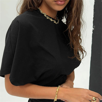 Women Solid Color Round Neck Front Shoulder Wide Long Sleeves Cinched Waist Slim Crop Top Daily Casual Simple Versatile Tops