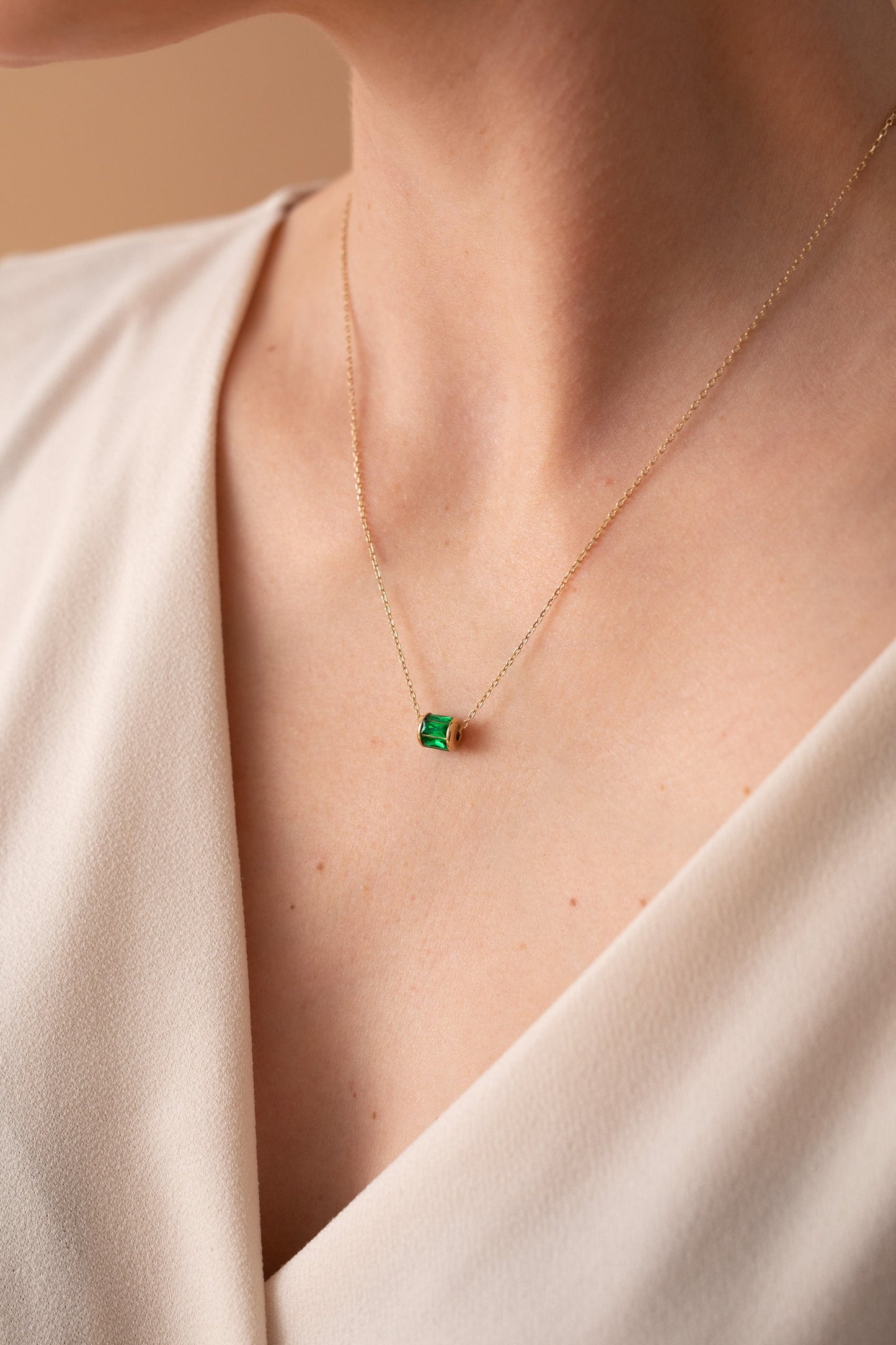 May Birthstone Precious Pendant Necklace