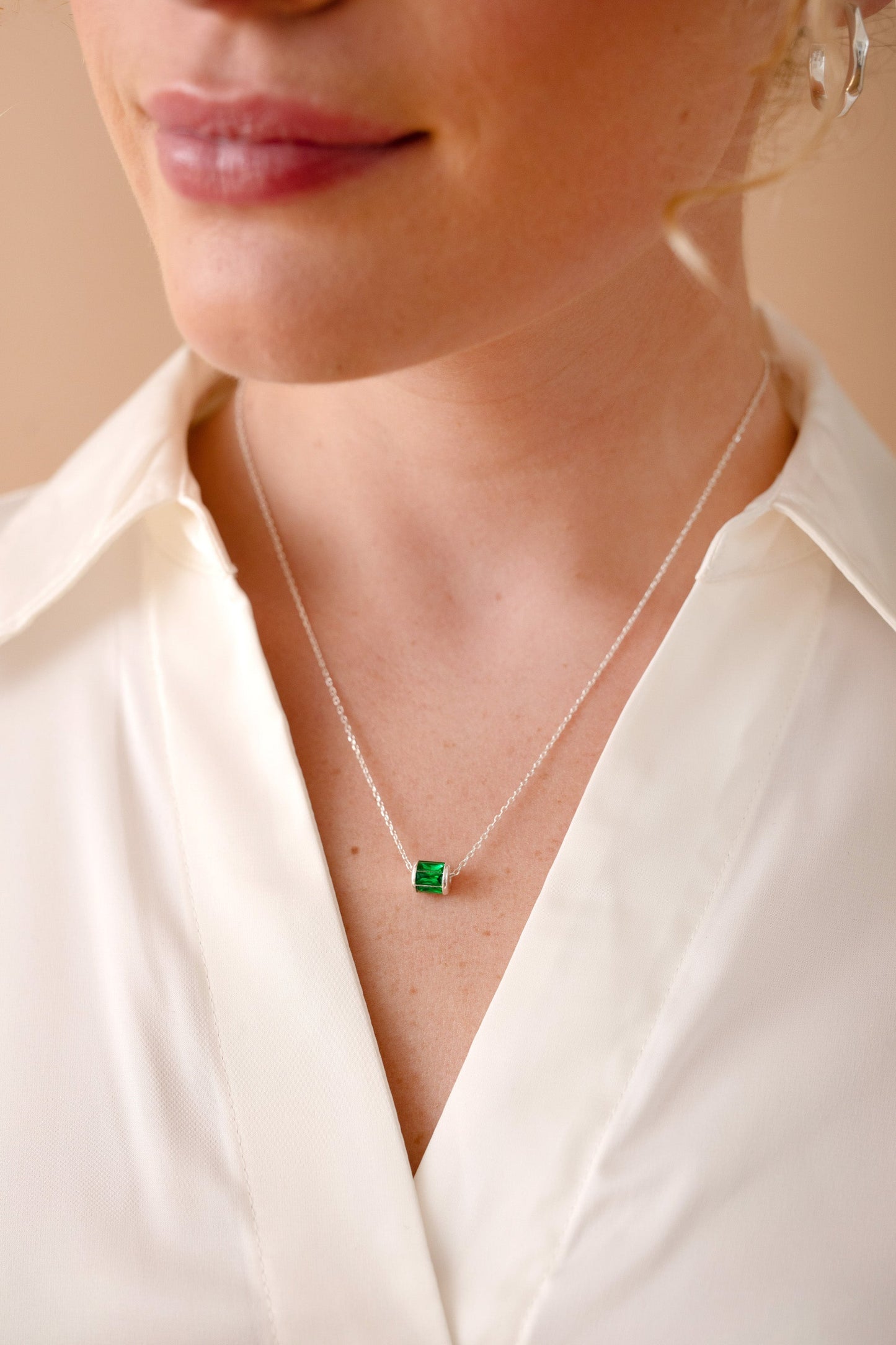 May Birthstone Precious Pendant Necklace