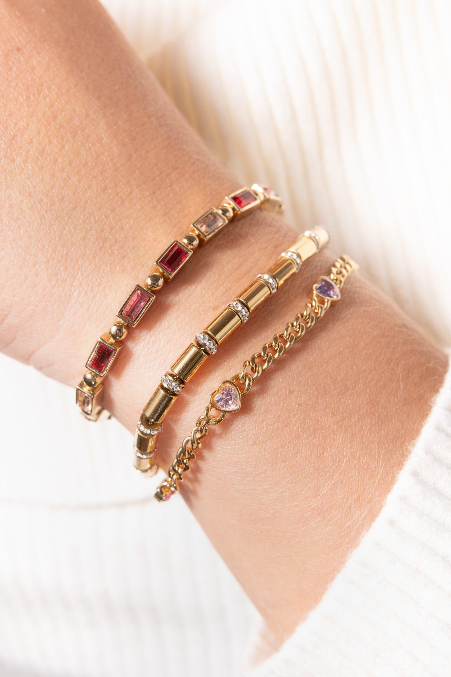 Ruby Rose Ombre Crystal Bolo Bracelet