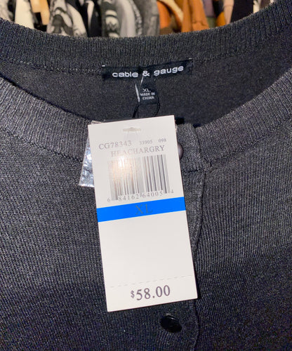 Cable & Gauge Grey Button Up Cardigan