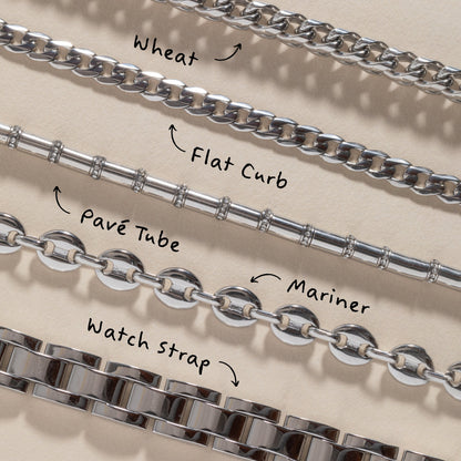 Tube Bead and Crystal Chain Bracelet