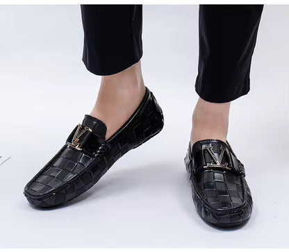 Checkered Crocodile Loafers