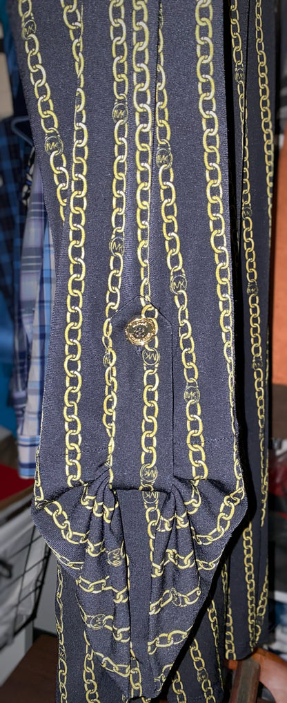 Michael Kors Black & Gold Long Sleeve Chain Design Shirt