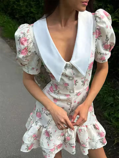 Sweet Floral Ruffle Dress