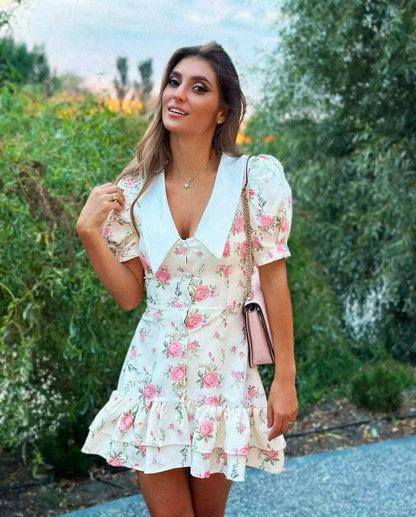 Sweet Floral Ruffle Dress