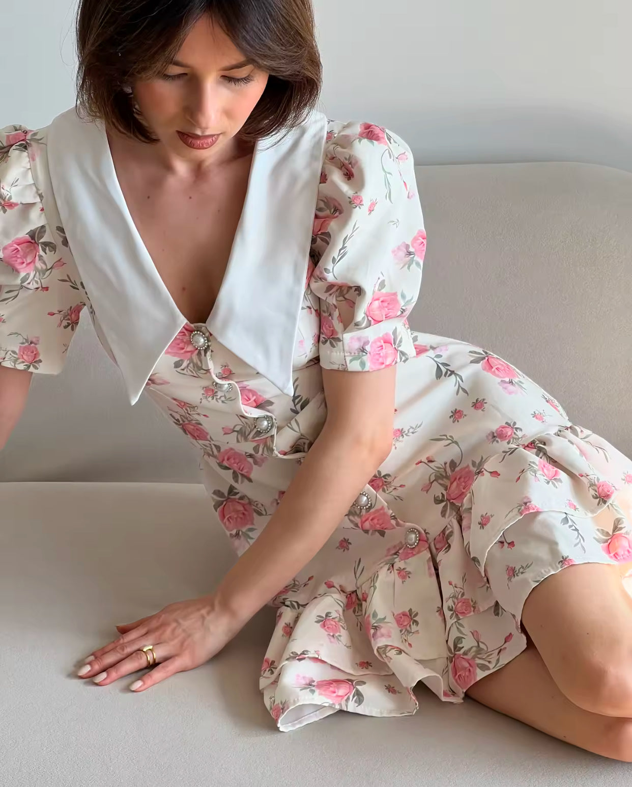 Sweet Floral Ruffle Dress