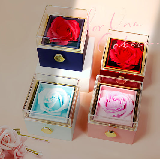 Rotating Rose Soap Flower Gift Box – Elegant Jewelry Packaging & Valentine’s Day Gift for Women