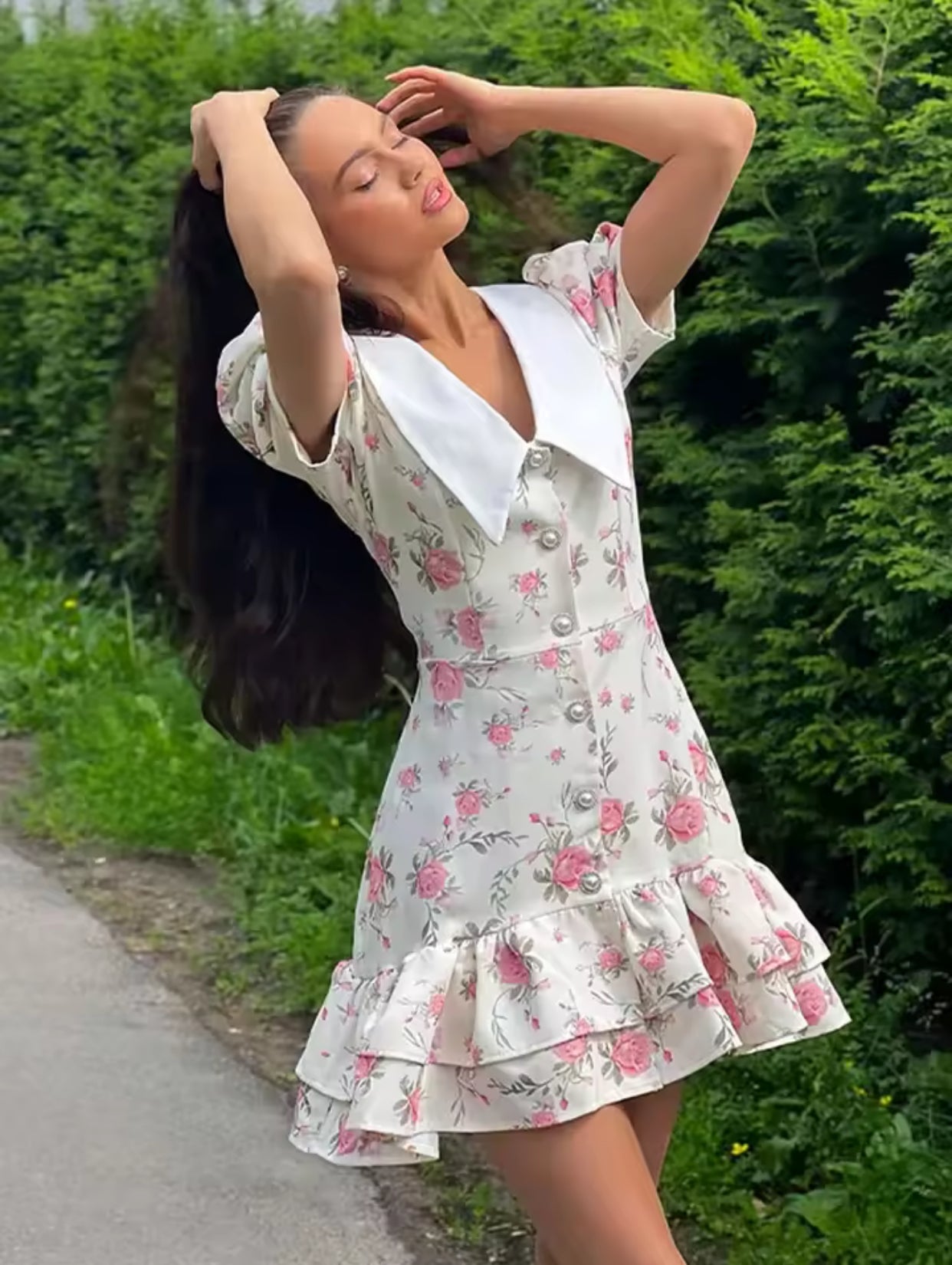 Sweet Floral Ruffle Dress
