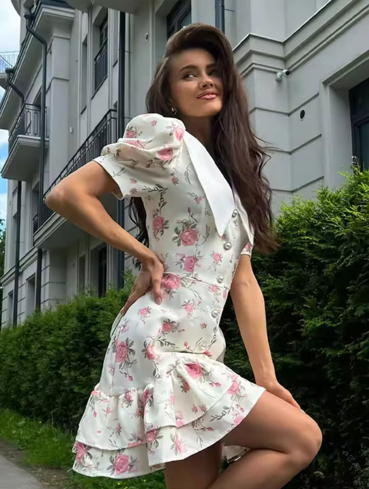 Sweet Floral Ruffle Dress