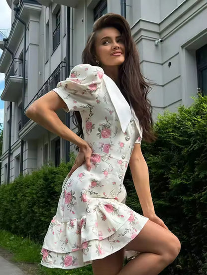 Sweet Floral Ruffle Dress