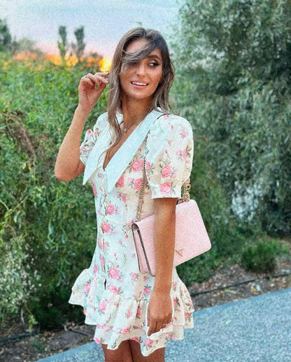 Sweet Floral Ruffle Dress