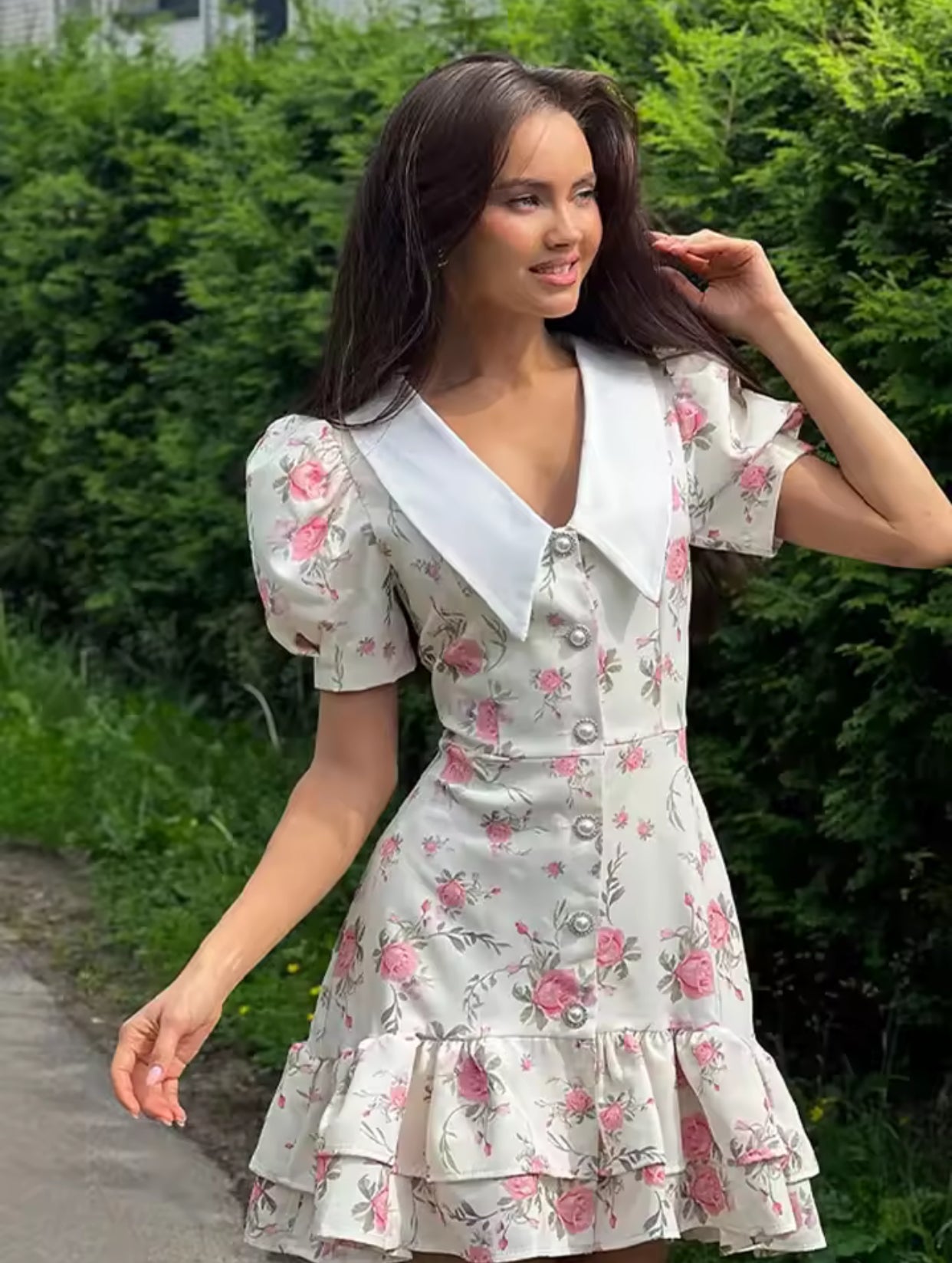 Sweet Floral Ruffle Dress