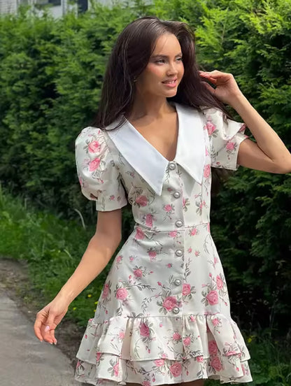 Sweet Floral Ruffle Dress