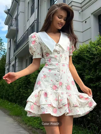 Sweet Floral Ruffle Dress