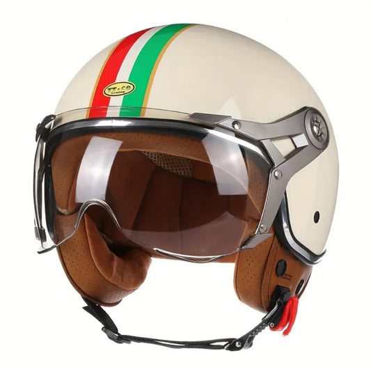 Retro Open-Face Motorcycle Helmet - Vintage Style DOT-Approved for Men & Women