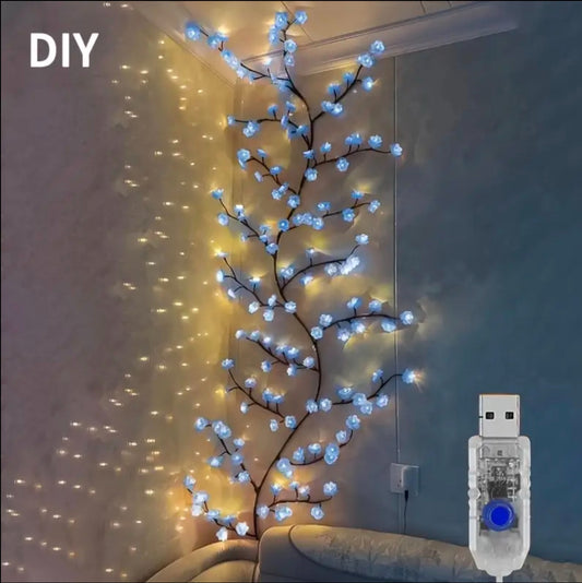 Pink & Blue Cherry Blossom Vine String Lights