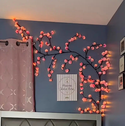 Pink & Blue Cherry Blossom Vine String Lights