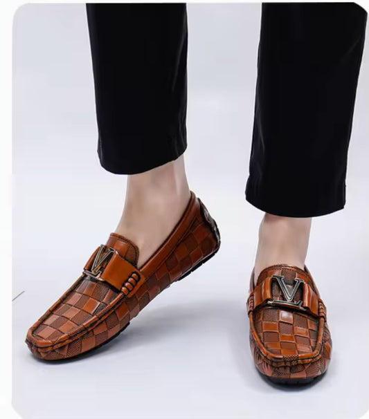 Checkered Crocodile Loafers