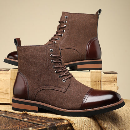 Men’s Casual Leather Martin Boots – Lace-Up Autumn Ankle Boots for Everyday Style