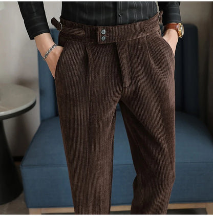2025 New Light Luxury Chenille Neapolitan High Waist  Casual Pants for Men, Premium Feeling Slim Fit  Mens Dress Pants