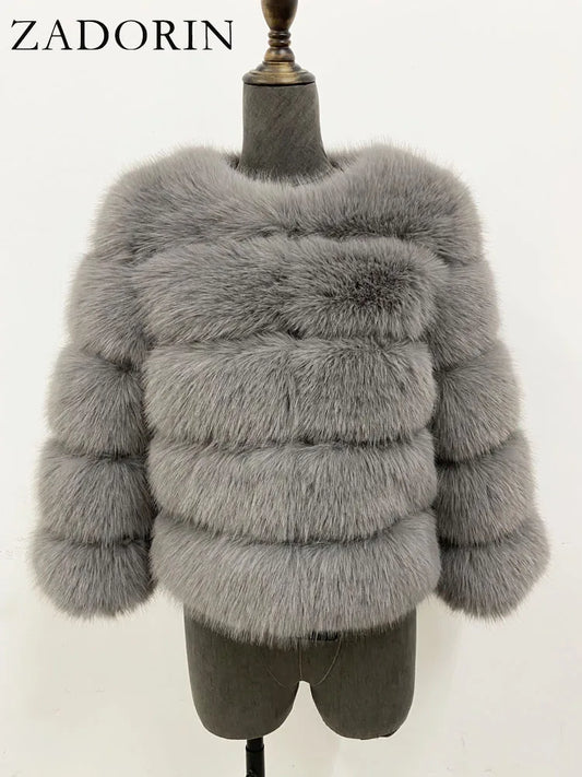 ZADORIN Mink Coats Autumn Winter Fluffy Black Faux Fur Coat Women Elegant Thick Warm Faux Fur Jackets For Women 2024 Tops