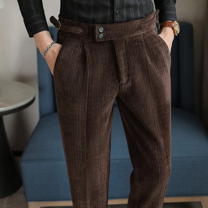 2025 New Light Luxury Chenille Neapolitan High Waist  Casual Pants for Men, Premium Feeling Slim Fit  Mens Dress Pants