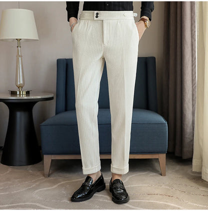 2025 New Light Luxury Chenille Neapolitan High Waist  Casual Pants for Men, Premium Feeling Slim Fit  Mens Dress Pants