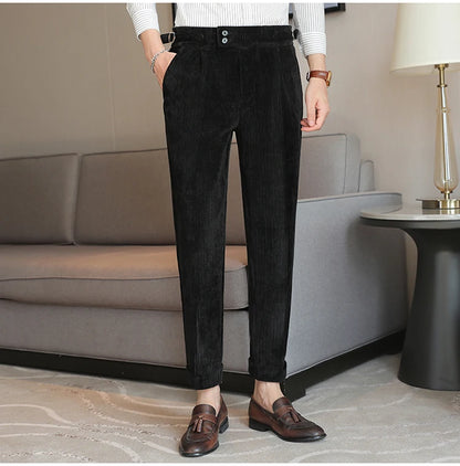 2025 New Light Luxury Chenille Neapolitan High Waist  Casual Pants for Men, Premium Feeling Slim Fit  Mens Dress Pants