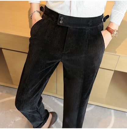 2025 New Light Luxury Chenille Neapolitan High Waist  Casual Pants for Men, Premium Feeling Slim Fit  Mens Dress Pants