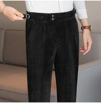 2025 New Light Luxury Chenille Neapolitan High Waist  Casual Pants for Men, Premium Feeling Slim Fit  Mens Dress Pants
