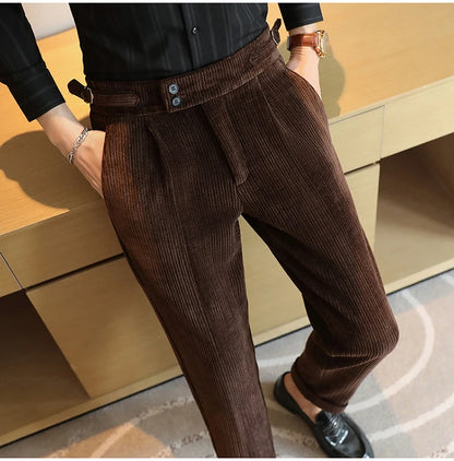 2025 New Light Luxury Chenille Neapolitan High Waist  Casual Pants for Men, Premium Feeling Slim Fit  Mens Dress Pants