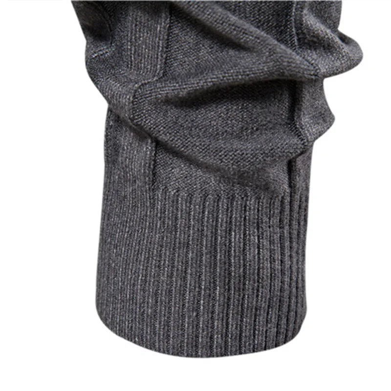 Winter Slim Fit Pullovers Turtleneck Men Casual Basic Solid Color Warm Striped Sweater Mens New Fashion Sweaters Male