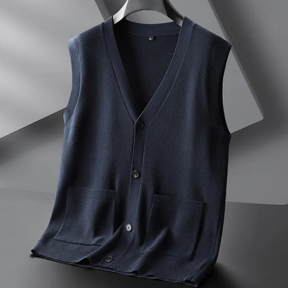 New Arrival Fashion Suepr Large Autumn Men's V-Neck Knitted Cardigan Vest Fashion Sweater Plus Size XL 2XL 3XL 4XL 5XL 6XL 7XL