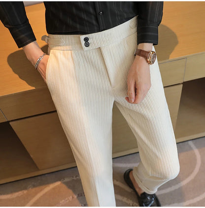 2025 New Light Luxury Chenille Neapolitan High Waist  Casual Pants for Men, Premium Feeling Slim Fit  Mens Dress Pants