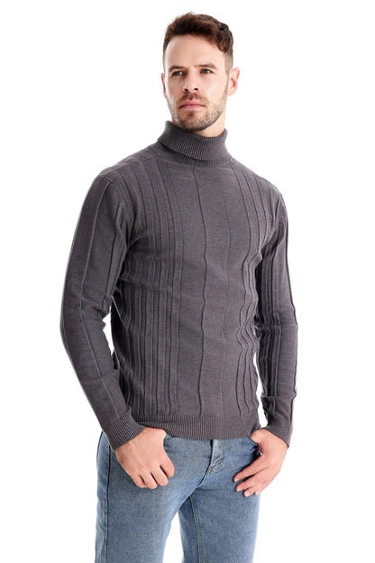Winter Slim Fit Pullovers Turtleneck Men Casual Basic Solid Color Warm Striped Sweater Mens New Fashion Sweaters Male