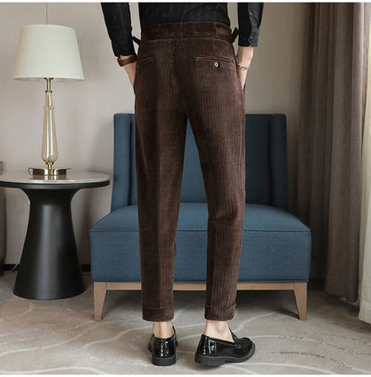 2025 New Light Luxury Chenille Neapolitan High Waist  Casual Pants for Men, Premium Feeling Slim Fit  Mens Dress Pants