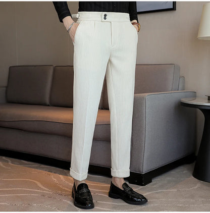 2025 New Light Luxury Chenille Neapolitan High Waist  Casual Pants for Men, Premium Feeling Slim Fit  Mens Dress Pants