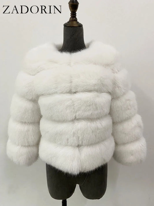 ZADORIN Mink Coats Autumn Winter Fluffy Black Faux Fur Coat Women Elegant Thick Warm Faux Fur Jackets For Women 2024 Tops