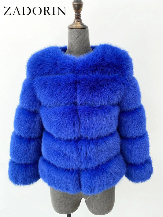 ZADORIN Mink Coats Autumn Winter Fluffy Black Faux Fur Coat Women Elegant Thick Warm Faux Fur Jackets For Women 2024 Tops