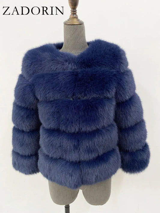 ZADORIN Mink Coats Autumn Winter Fluffy Black Faux Fur Coat Women Elegant Thick Warm Faux Fur Jackets For Women 2024 Tops