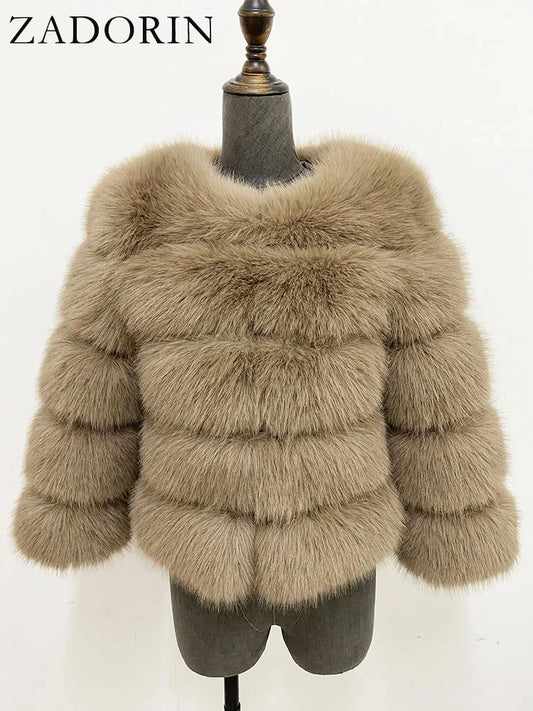 ZADORIN Mink Coats Autumn Winter Fluffy Black Faux Fur Coat Women Elegant Thick Warm Faux Fur Jackets For Women 2024 Tops