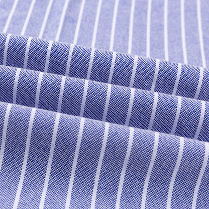 Men's Trendy Striped Lapel Collar Design Cotton Dress Shirts, Long Sleeve Casual Button Up Commuter Shirt For Spring/Fall