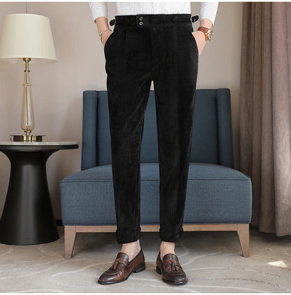 2025 New Light Luxury Chenille Neapolitan High Waist  Casual Pants for Men, Premium Feeling Slim Fit  Mens Dress Pants
