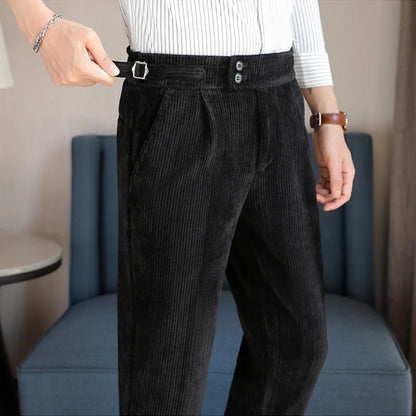 2025 New Light Luxury Chenille Neapolitan High Waist  Casual Pants for Men, Premium Feeling Slim Fit  Mens Dress Pants