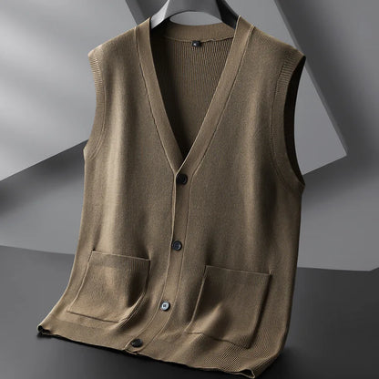 New Arrival Fashion Suepr Large Autumn Men's V-Neck Knitted Cardigan Vest Fashion Sweater Plus Size XL 2XL 3XL 4XL 5XL 6XL 7XL