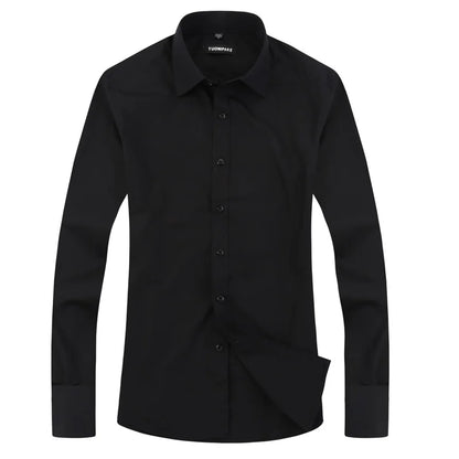 Men's French cufflinks shirt, men's slim fit long sleeved business sleeve nail free business formal men's solid color shirt